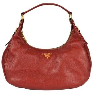 PRADA Red Leather Shoulder Bag